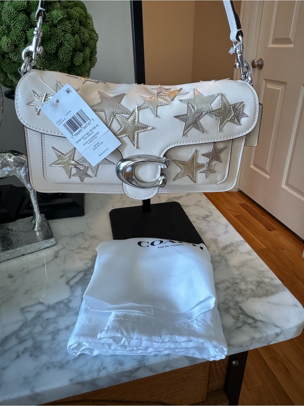 Coach Tabby 26 Ivory Leather Metallic Star Appliqué Shoulder Bag NWT CBG38 - Picture 3 of 15